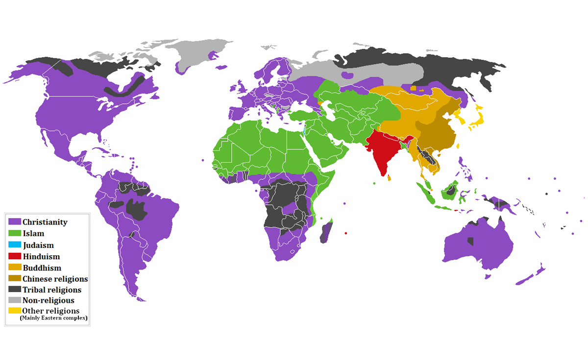 خارطة الأديان في العالم، وموقع المسلمين منها